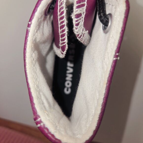 Converse All Star Girls Boys Leather Burgundy High-Top Sneakers #368046C… - Picture 8 of 9